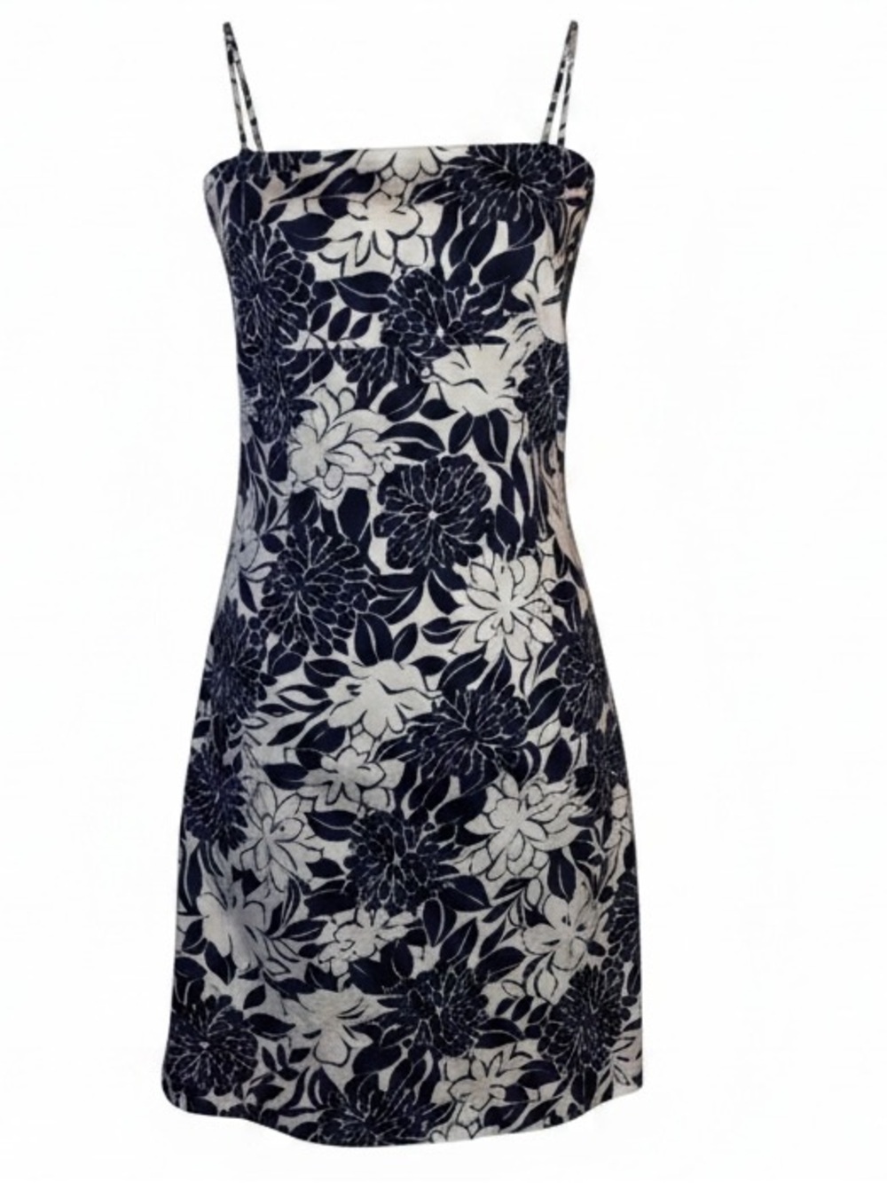 WHITE HOUSE BLACK MARKET Spaghetti Straps Mini Dress Floral Pattern BLK/WHT SZ 6